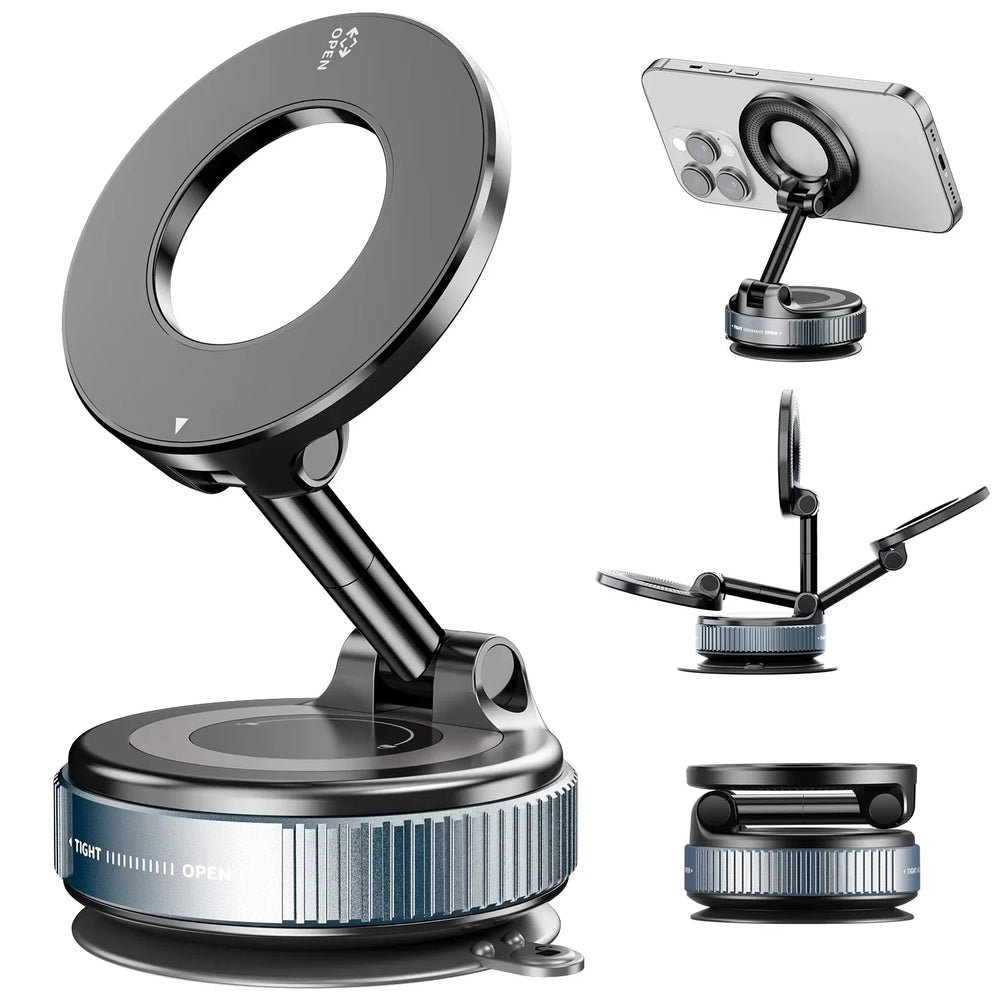 Soporte Magnético de Coche 360° — Ventosa de Succión Potenciada